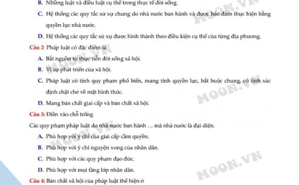 Trắc nghiệm Giáo dục Công Dân 2017